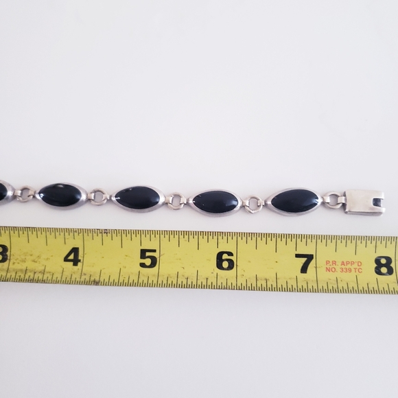 Vintage Mexico 925 Black Onyx & Sterling Silver Bracelet - Picture 10 of 13